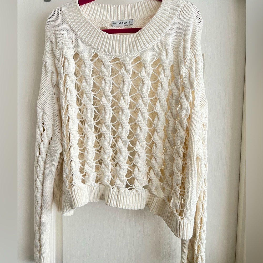 Zara cream large knit sweater